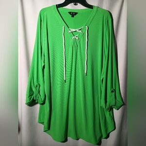 Slimfactor Vibrant Green Lace-Up Top